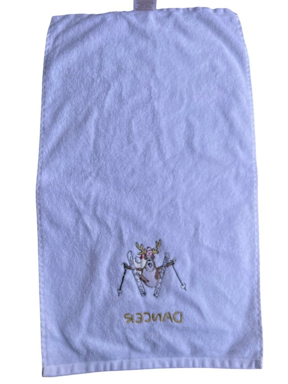 Avanti Set Of 2 Tea Towels Dancer & Blitzen Embroidered Cotton 26.5x15.5 White - Picture 8 of 12